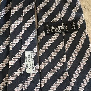 Hermes Navy and Pink Silk Tie